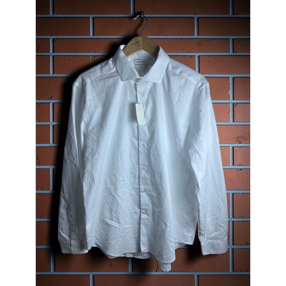 Calvin Klein Slim Fit Dress Shirt White 17 34/35 XL NWT